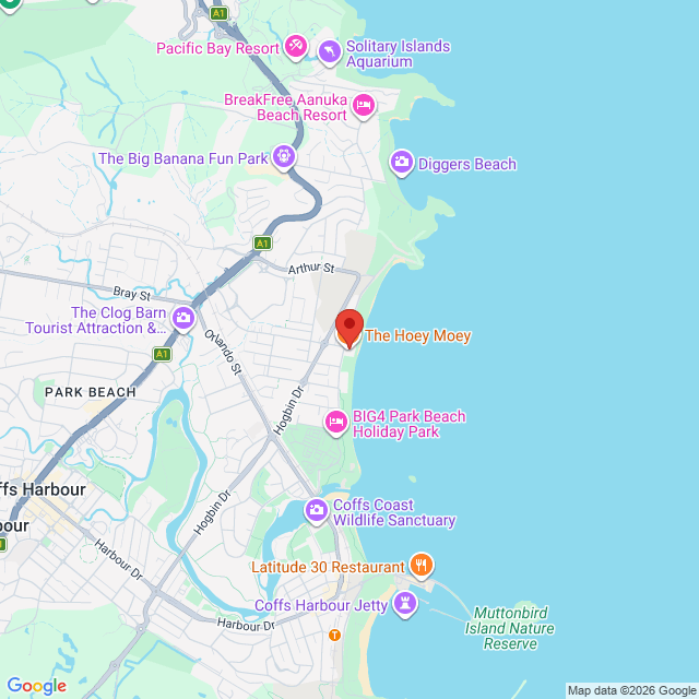 Map of event location, Dice – The Altitude Tour | Coffs Harbour | EventsontheHorizon.com